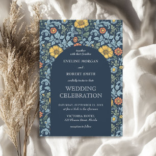 Invitation Art Nouveau fleuri tendance William Morris mariage