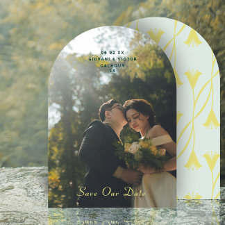 Invitation Art Nouveau Floral Lily Save The Date Announcement