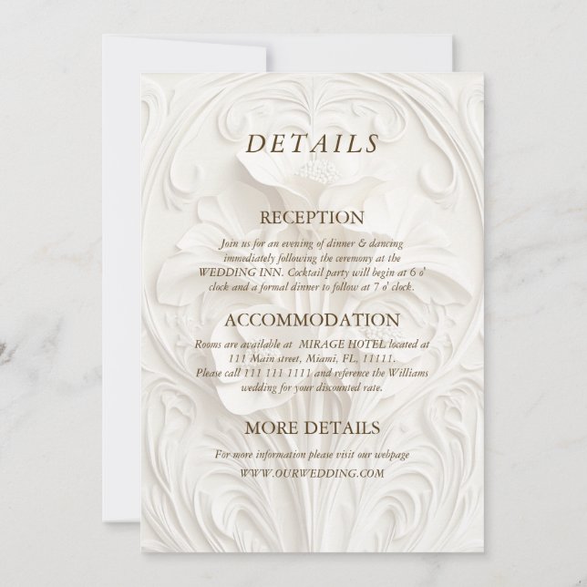 Invitation Art Nouveau Flore élégant Tout en un Mariage (Dos)