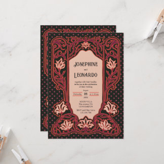 Invitation Art Nouveau gothique Fleuris Sombres Vintage