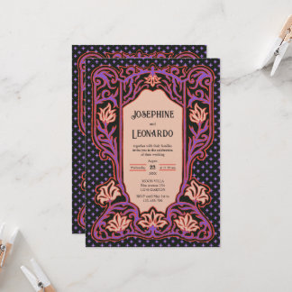 Invitation Art Nouveau gothique - Noir et violet