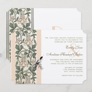 Invitation Art nouveau HoneySuckle Hummingbird Mariage