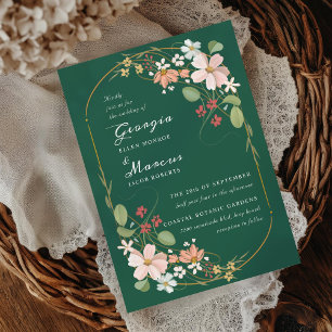 Invitation Art Nouveau Mariage floral illustré