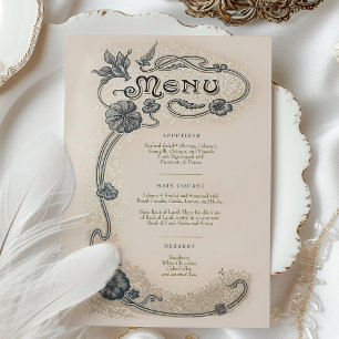 Invitation Art Nouveau Mariage Menu Card Élégance