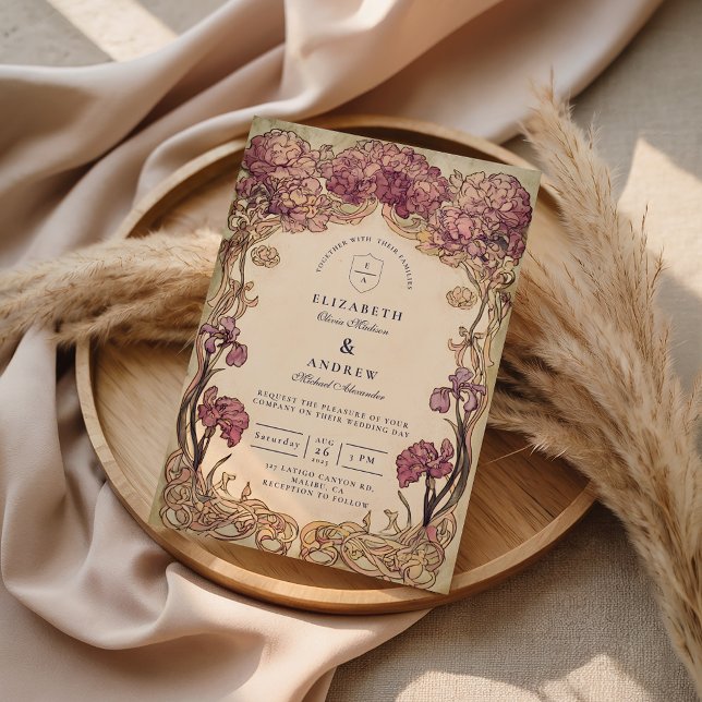 Invitation Art Nouveau Orchid Wedding (Créateur téléchargé)