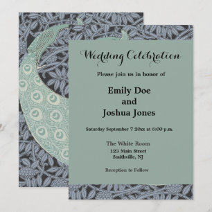 Invitation Art Nouveau Peacock Classic Vintage Bird