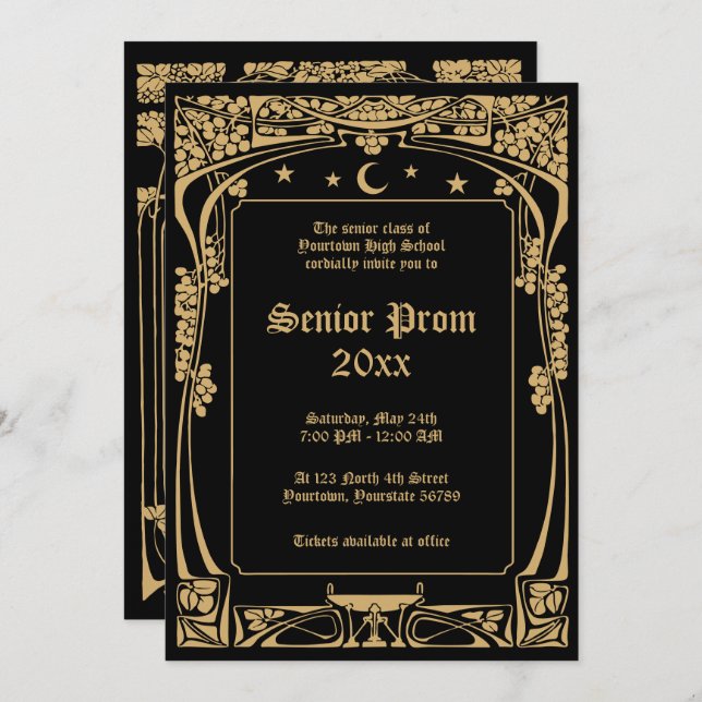 Invitation Art Nouveau Prom (Devant / Derrière)