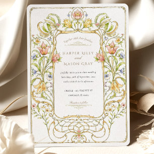 Invitation Art nouveau romantique Mariage floral