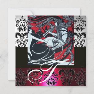 INVITATION ART NOUVEAU ROUGE NOIR GRAY BLANC DOMMASQUE MONOGR