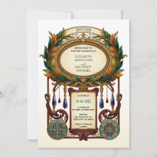 Invitation Art Nouveau Vintage Oval Frame Wedding