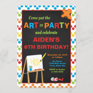Invitation Art Party Anniversaire Invitation, Painting Party
