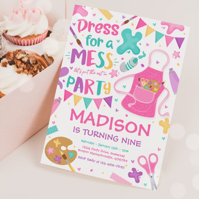 Invitation Art Party Artisanat Peinture Fille Anniversaire (Créateur téléchargé)