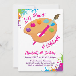 Invitation Art Party Craft Painting Girly Birthday Party