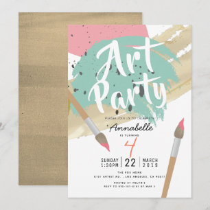 Invitation Art Party moderne design GIrl Anniversaire
