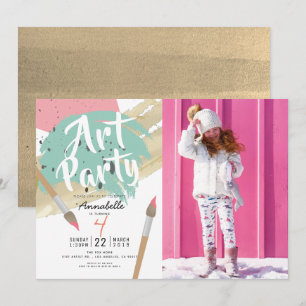 Invitation Art Party moderne GIrl Photo Anniversaire