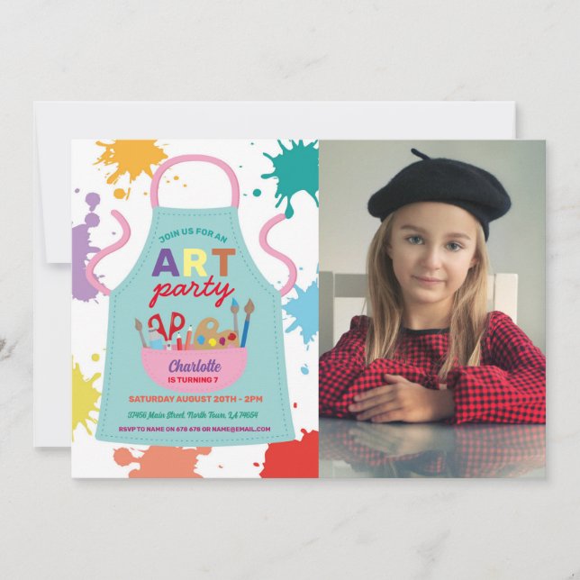 Invitation Art Party Peinture Dessin Peinture Artisanat Apron (Devant)