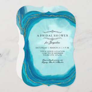 Invitation Art peint par bleu simple moderne de Geode de Fête