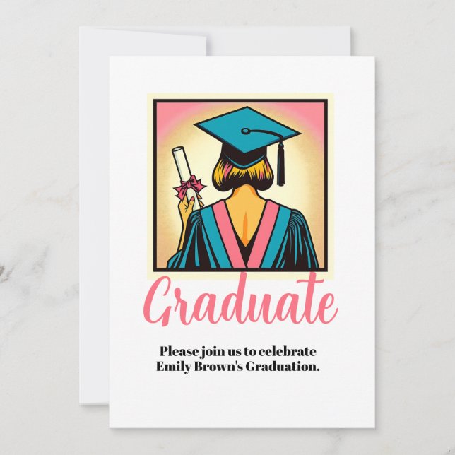 Invitation Art pop de la fête de graduation personnalisée (Devant)
