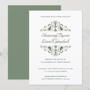 Invitation Art populaire celtique   Floral moderne Mariage ir