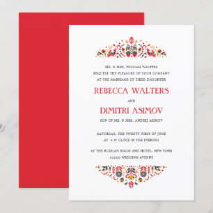 Invitation Art populaire russe Khokhloma Flower Mariage forme