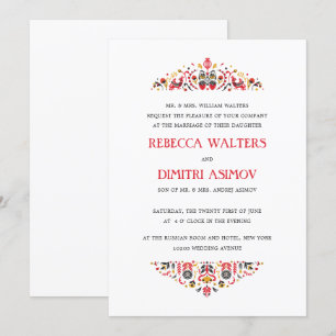 Invitation Art populaire russe Khokhloma Flower Mariage forme