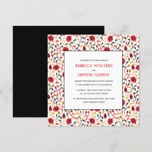 Invitation Art populaire russe Khokhloma Foliage Mariage Invi