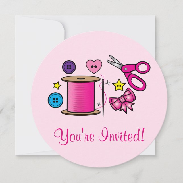 Invitation Artisanat de couture fête d'anniversaire (Devant)