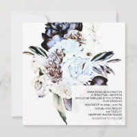 *~* Artistic AR15 QR RSVP MARIAGE floral bleu