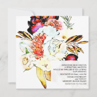 *~* Artistic AR15 QR RSVP MARIAGE floral Bourgogne
