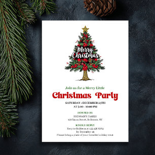 Invitation artistique de fête de Noël à thème arbr