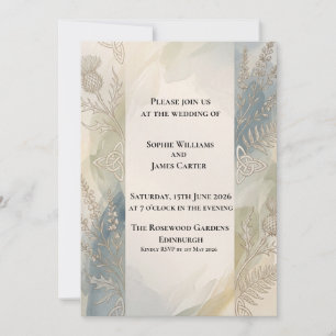 Invitation artistique déco botanique bleu poussiér