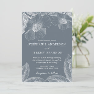 Invitation artistique Dusty Blue Floral Line