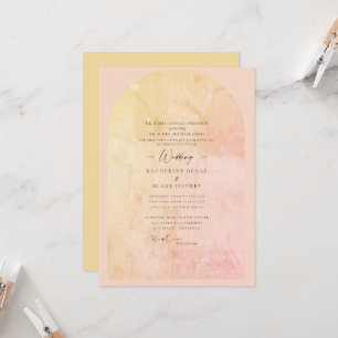 Invitation artistique rose et jaune géométrique ch