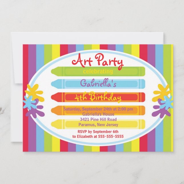 Invitation Arts & Artisanat Fête d'anniversaire de Peinture p (Devant)