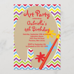 Invitation Arts & Artisanat Fête d'anniversaire de Peinture p
