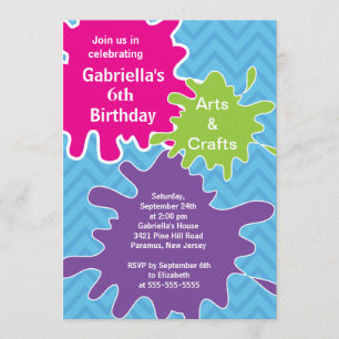 Invitation Arts & Artisanat Fête d'anniversaire de Peinture p