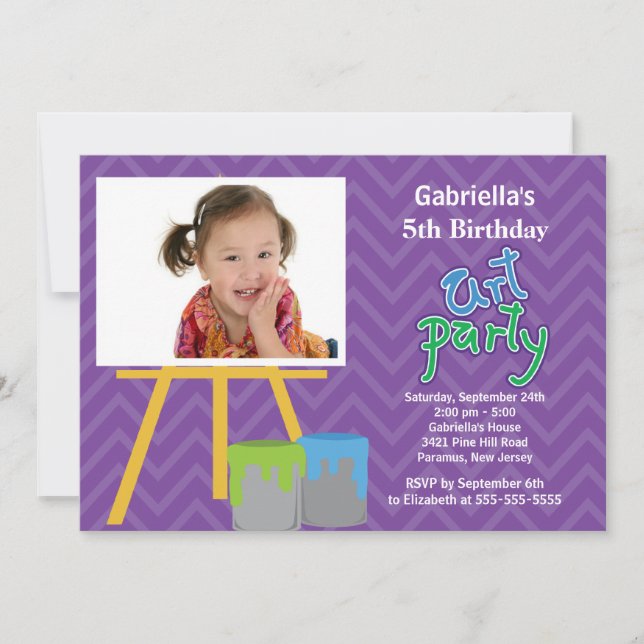 Invitation Arts et fête d'anniversaire de photo de peinture (Devant)