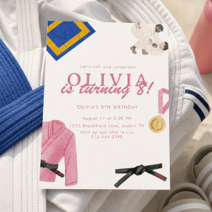 Invitation Arts Martiaux Fille de la Fête d'Anniversaire Juji