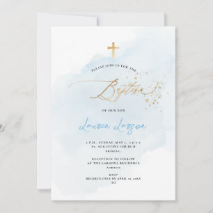 Invitation ArtsApp Elegant H2 Washed Pale Blue Baptism