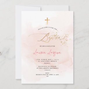 Invitation ArtsApp Élégant H2 Washed Pale Rose Baptême
