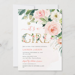 Invitation ArtsApp H2 Baby shower rose pâle Roses
