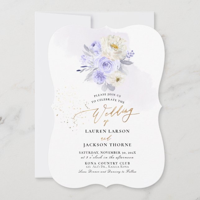 Invitation ArtsApp H2 Dusty Purple Rose Mariage (Devant)