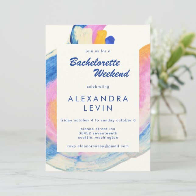 Invitation Artsy Abstrait Aquarelle Bachelorette Week-End En (Debout devant)