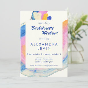Invitation Artsy Abstrait Aquarelle Bachelorette Week-End En