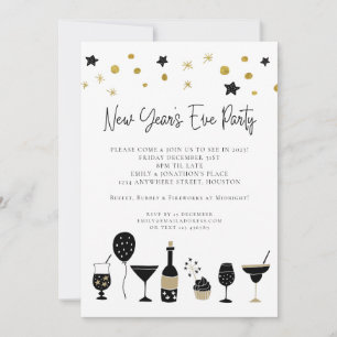 Invitation Artsy Black Gold New Years Eve Party