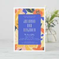 Artsy bleu moderne Mariage botanique Abstrait