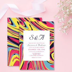 Invitation Artsy moderne coloré Abstrait Mariage de wirl