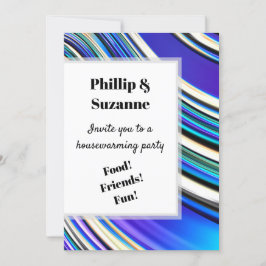 Invitation Artsy moderne Vague Bleu Fractées Motif Inv