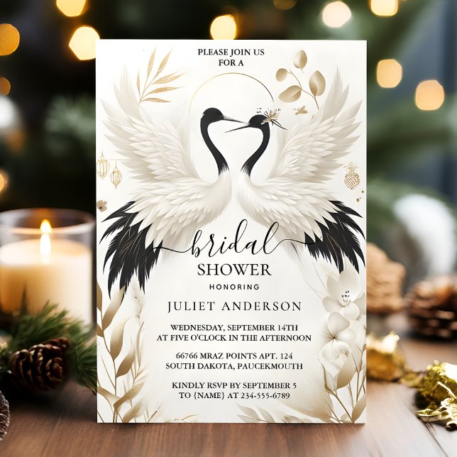 Invitation As Feather Asian Sky Cloud Crane Fun Bridal Shower (Créateur téléchargé)