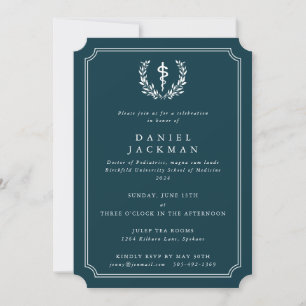 Invitation Asclepius turquoise/Blanc Médicale